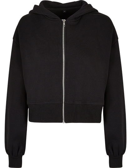 Ladies Short Oversized Zip Jacket Black
