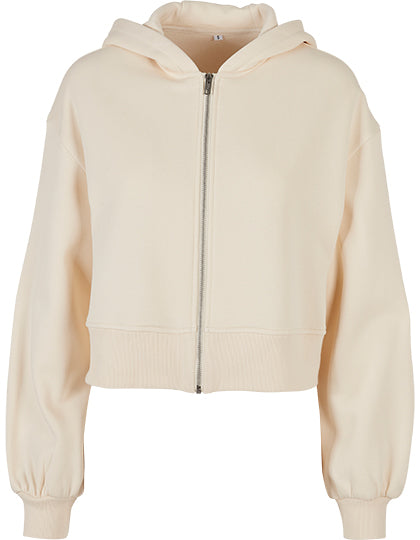 Ladies Short Oversized Zip Jacket White Sand