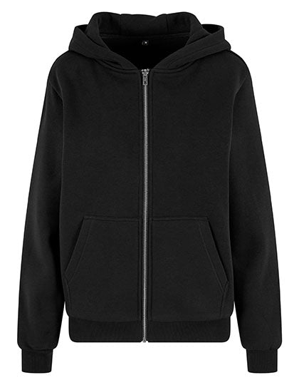 Ladies Fluffy Zip Hoody Black