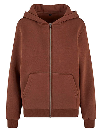 Ladies Fluffy Zip Hoody Chocolate Brown