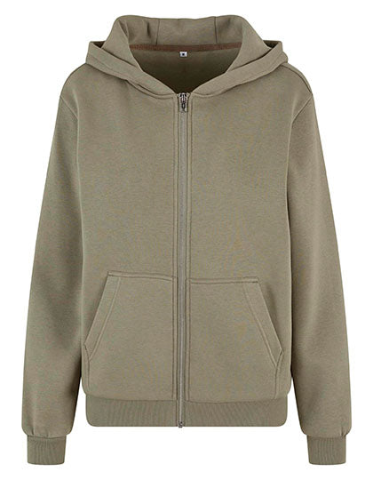 Ladies Fluffy Zip Hoody Pale Olive