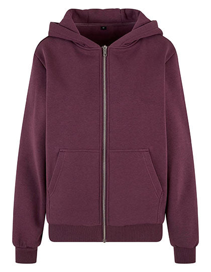 Ladies Fluffy Zip Hoody Plum Purple
