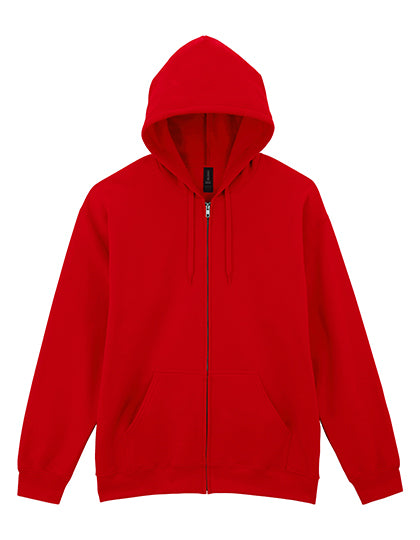 Softstyle® Midweight Fleece Adult Full Zip Hooded Sweatshirt Red