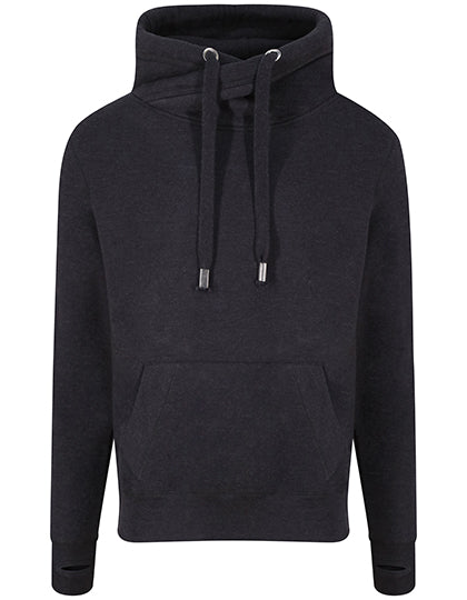 Cross Neck Hoodie Black Smoke
