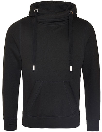 Cross Neck Hoodie Jet Black