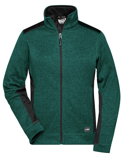 Ladies´ Knitted Workwear Fleece Jacket -STRONG- Dark Green Melange