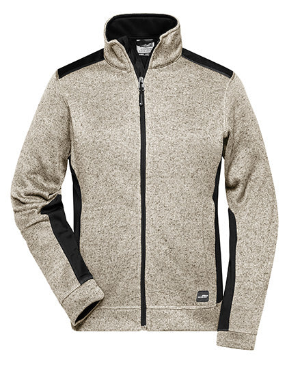 Ladies´ Knitted Workwear Fleece Jacket -STRONG- Stone Melange