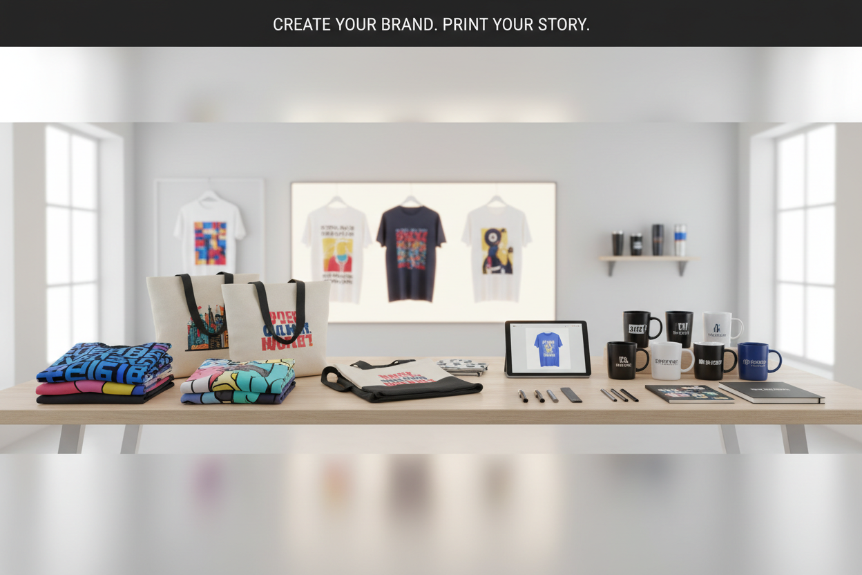 Hero-Bild für Textildruck und Werbemittel Shop